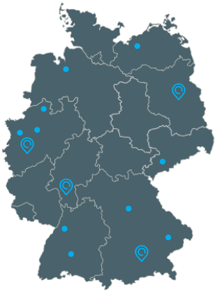 Deutschlandkarte mit Service-Stützpunkten